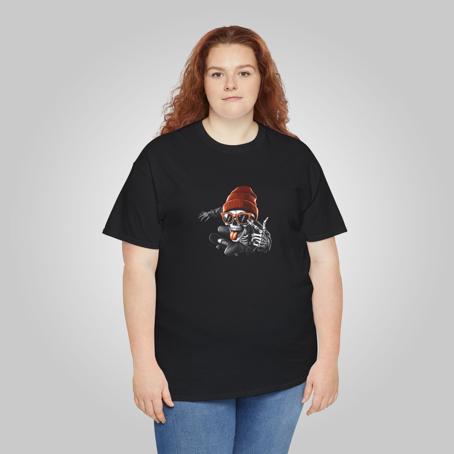 Halloween Skate Bone Unisex Heavy Cotton Tee, Rollin’ into the Underworld T-Shirt, Halloween Tee