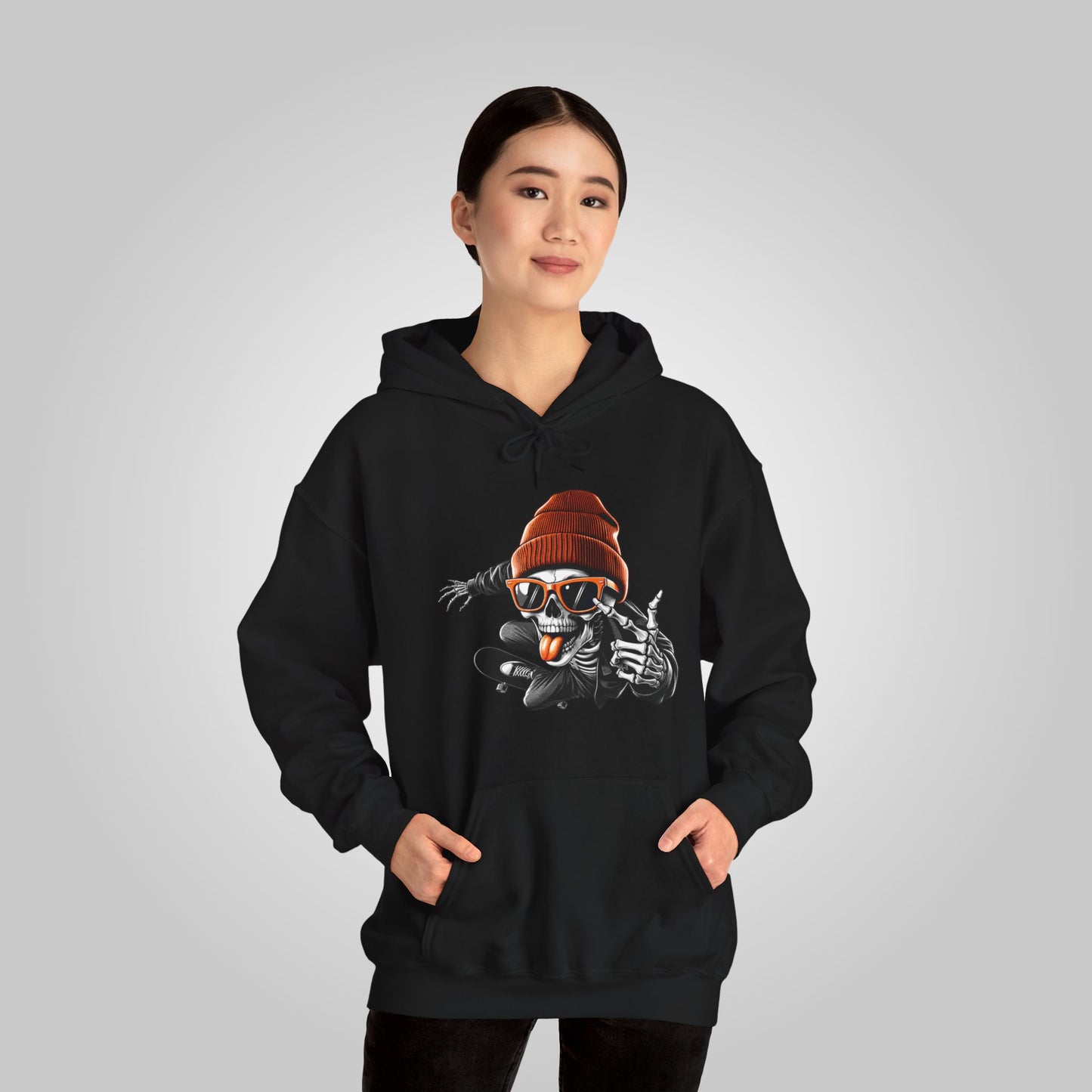 Halloween Skate Bone Unisex Heavy Blend™ Hooded Sweatshirt, Rollin’ into the Underworld Hoodie, Halloween Hoodie