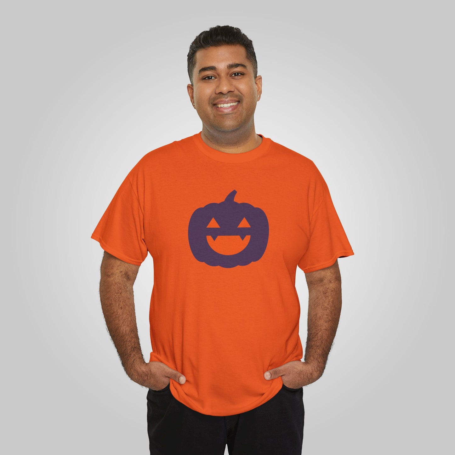 Halloween Pumpkin Head Unisex Heavy Cotton Tee, Harvest Jack T-Shirt, Halloween Tee