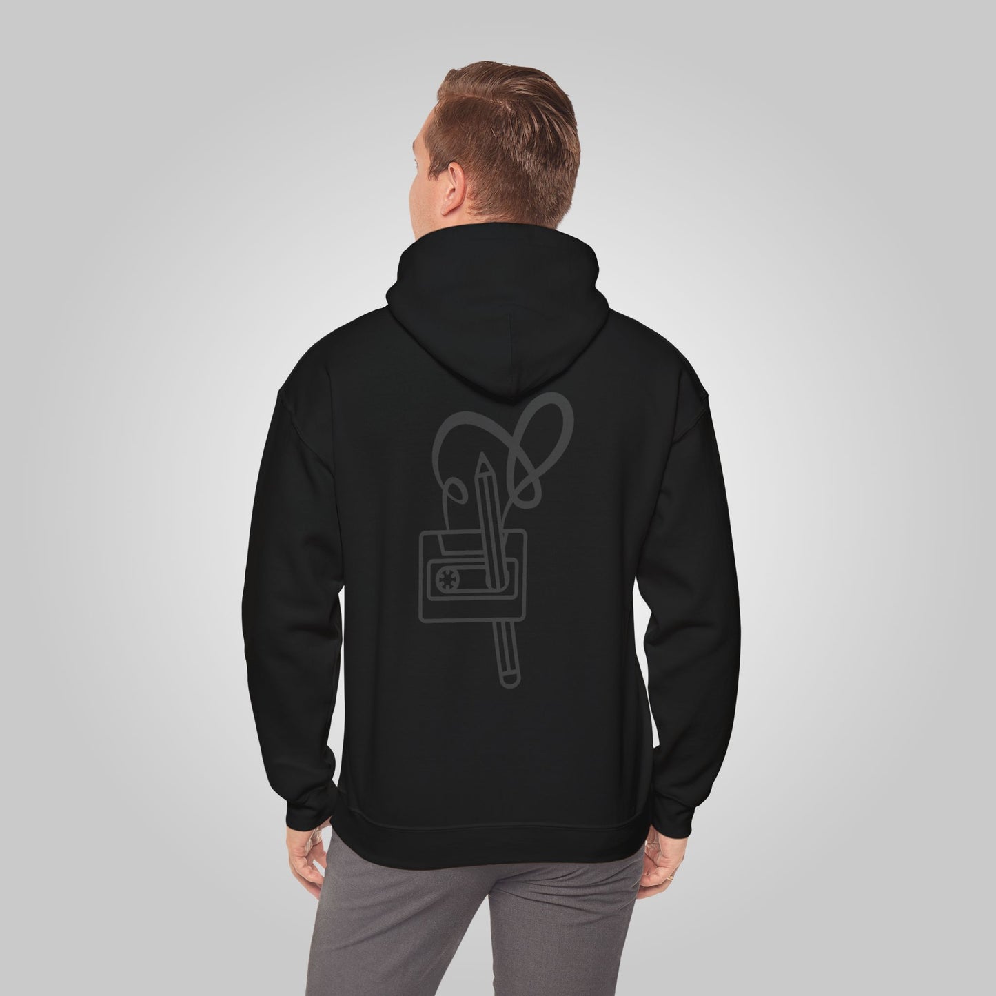 Pencil in Mixed Cassette Tape Unisex Heavy Blend™ Hooded Sweatshirt, Pencil in Mixed Cassette Retro Hoodie