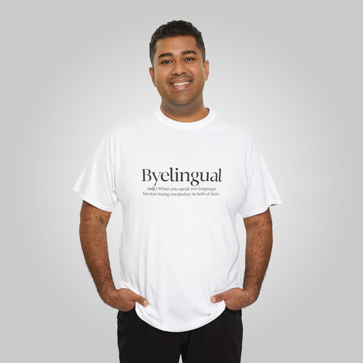 Byelingual Unisex Heavy Cotton Tee - Funny Words T-Shirt, Byelingual Tees