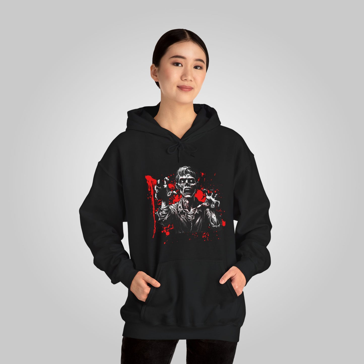 Halloween Zombie Attack Unisex Heavy Blend™ Hooded Sweatshirt, Brain Muncher Brawl Hoodie, Halloween Hoodie