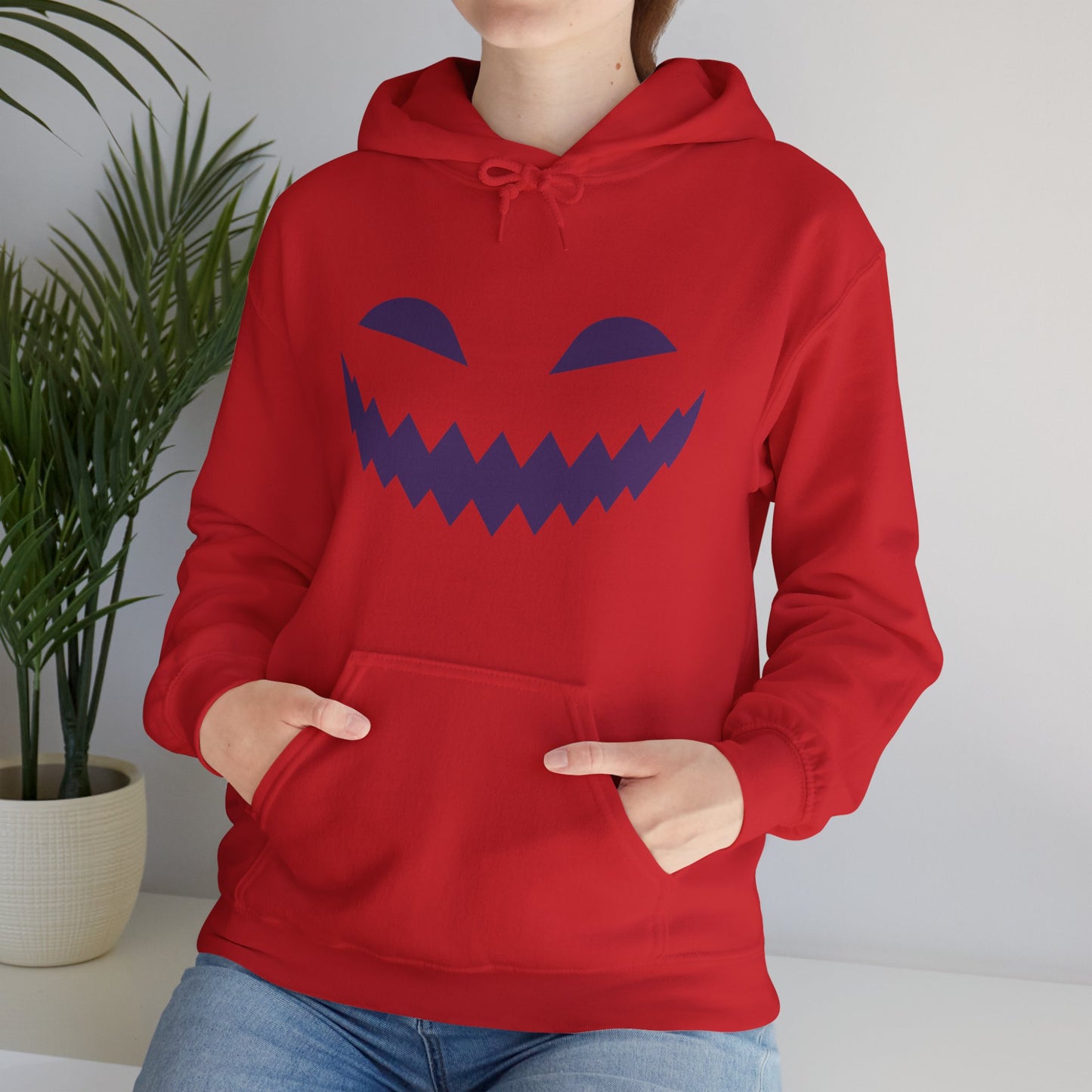 Halloween Pumpkin Smile Unisex Heavy Blend™ Hooded Sweatshirt, Gourd Glow Spooky Smile Hoodie, Halloween Hoodie