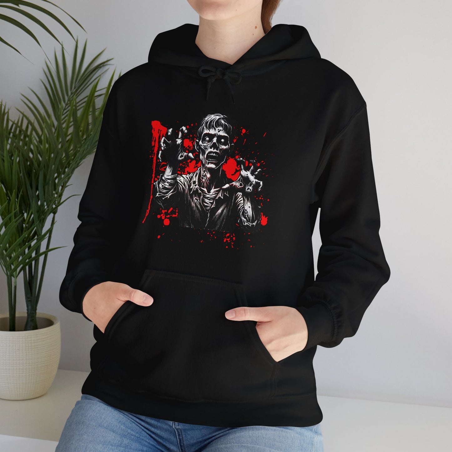 Halloween Zombie Attack Unisex Heavy Blend™ Hooded Sweatshirt, Brain Muncher Brawl Hoodie, Halloween Hoodie