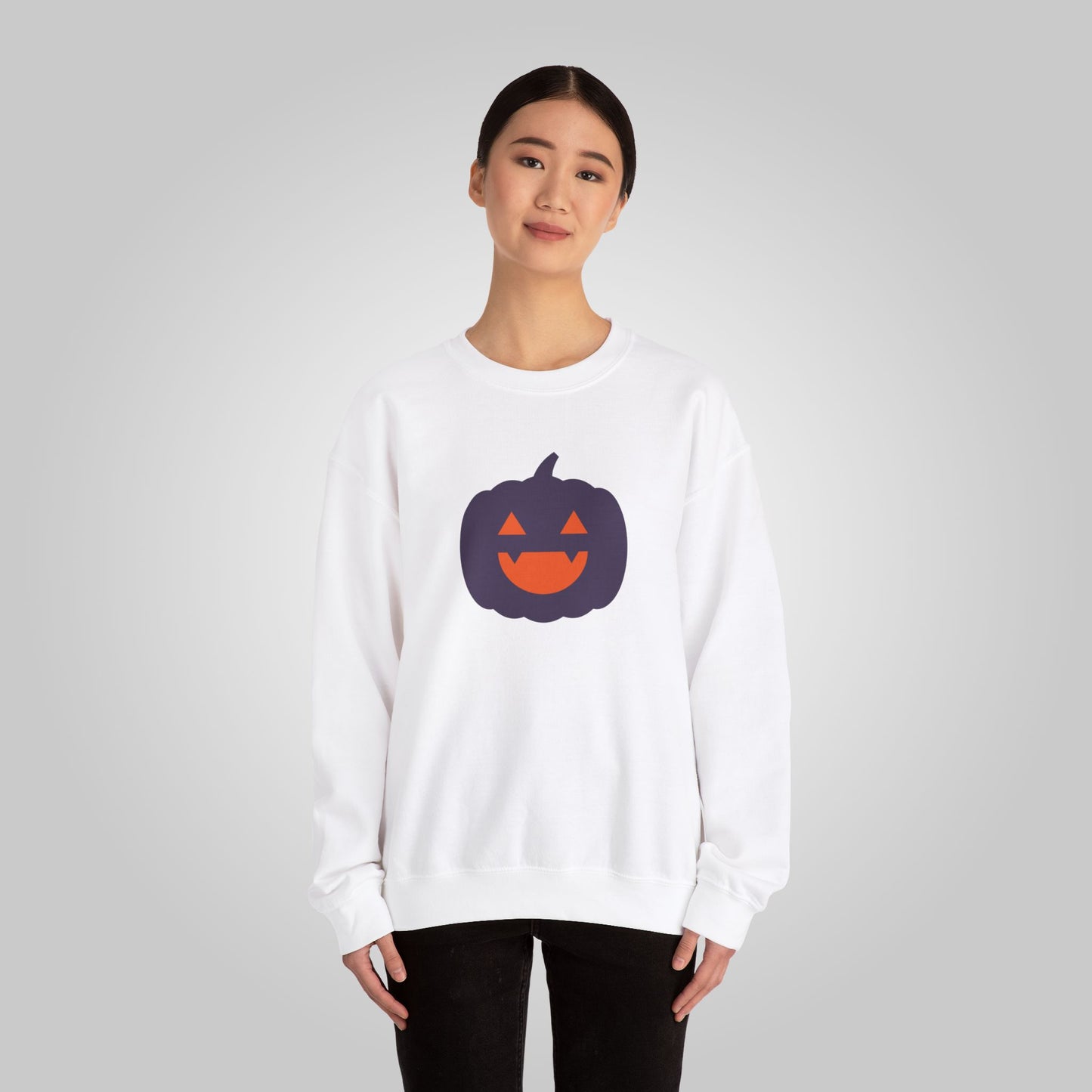 Halloween Pumpkin Head Unisex Heavy Blend™ Crewneck Sweatshirt, Harvest Jack Sweatshirt, Halloween Sweatshirt