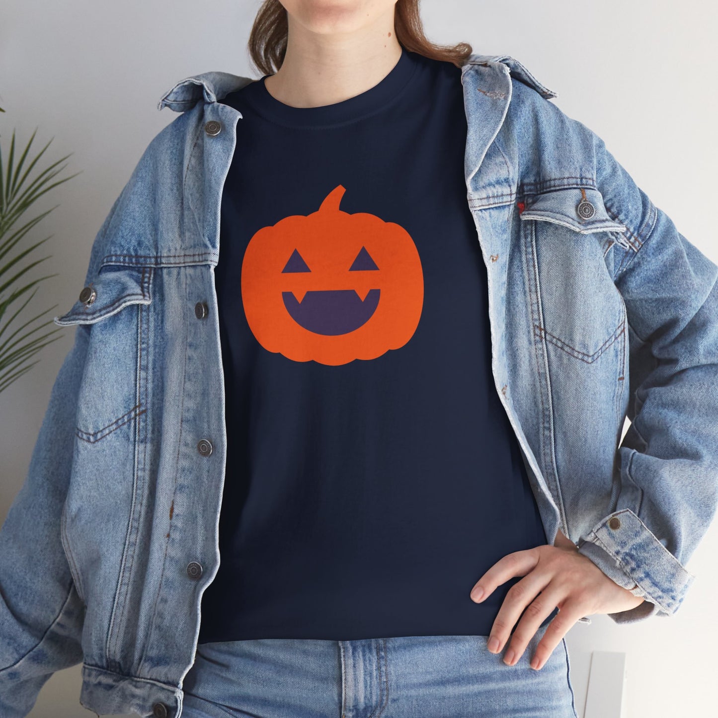 Halloween Pumpkin Head Unisex Heavy Cotton Tee, Harvest Jack T-Shirt, Halloween Tee