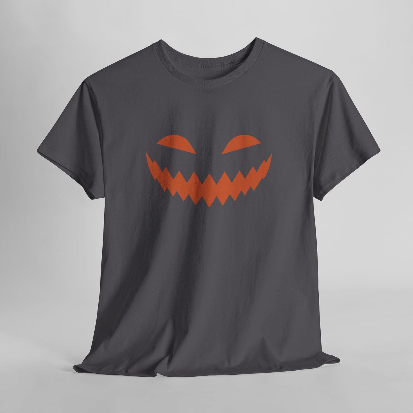 Halloween Pumpkin Smile Unisex Heavy Cotton Tee, Gourd Glow Spooky Smile T-Shirt, Halloween Tee