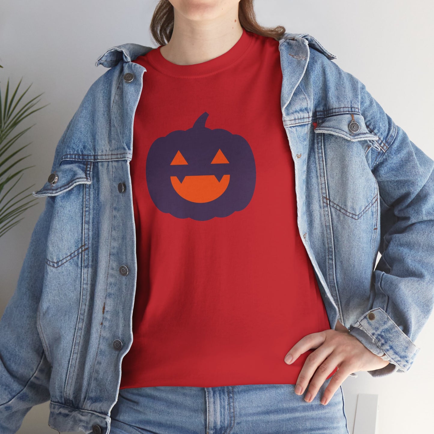 Halloween Pumpkin Head Unisex Heavy Cotton Tee, Harvest Jack T-Shirt, Halloween Tee