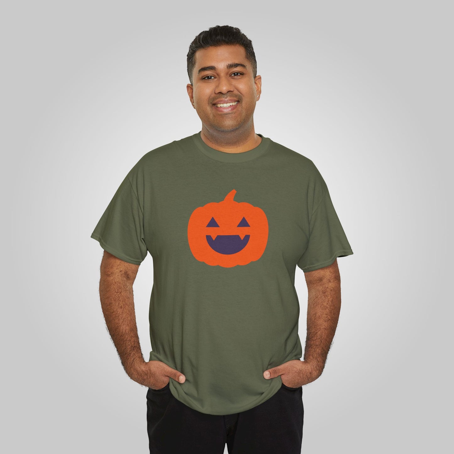 Halloween Pumpkin Head Unisex Heavy Cotton Tee, Harvest Jack T-Shirt, Halloween Tee