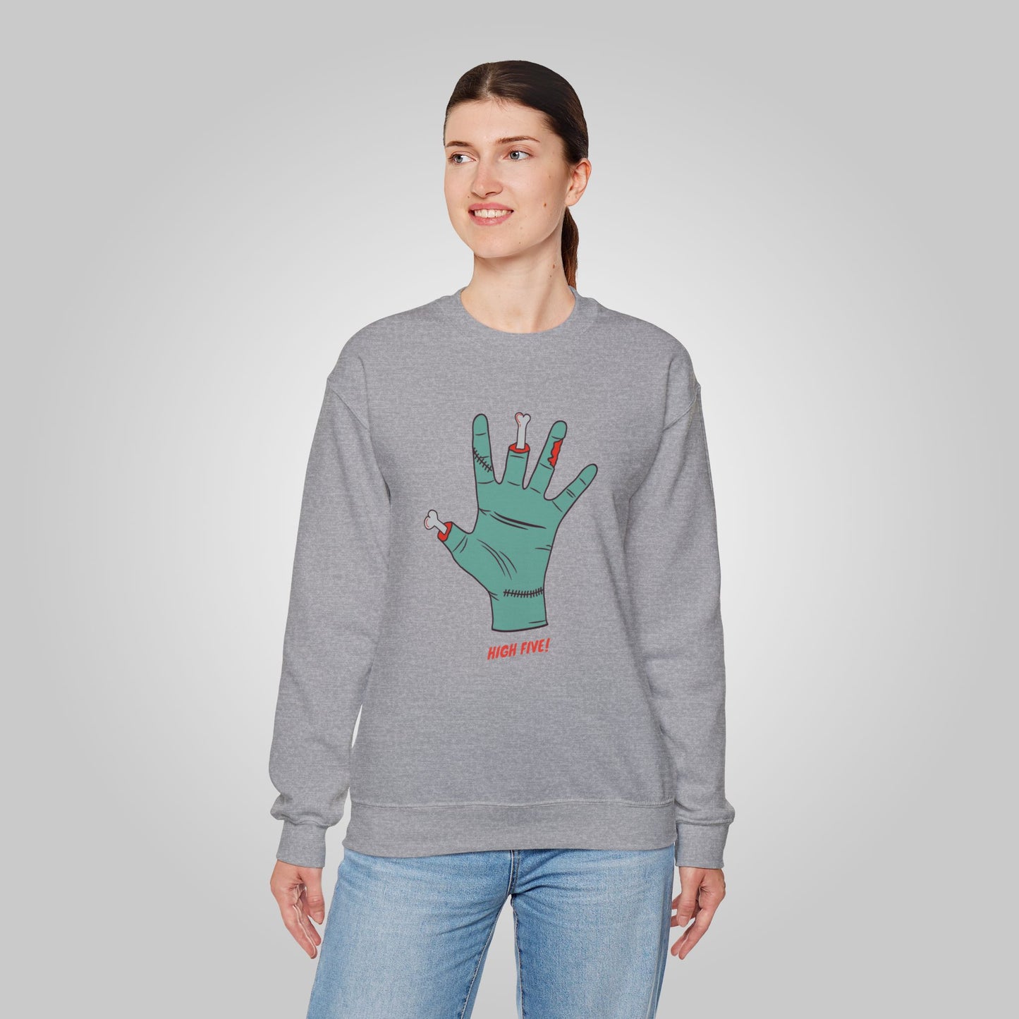 Halloween High Five Softstyle Fleece Crewneck Sweatshirt  -  Halloween Boo-Smack Sweatshirt