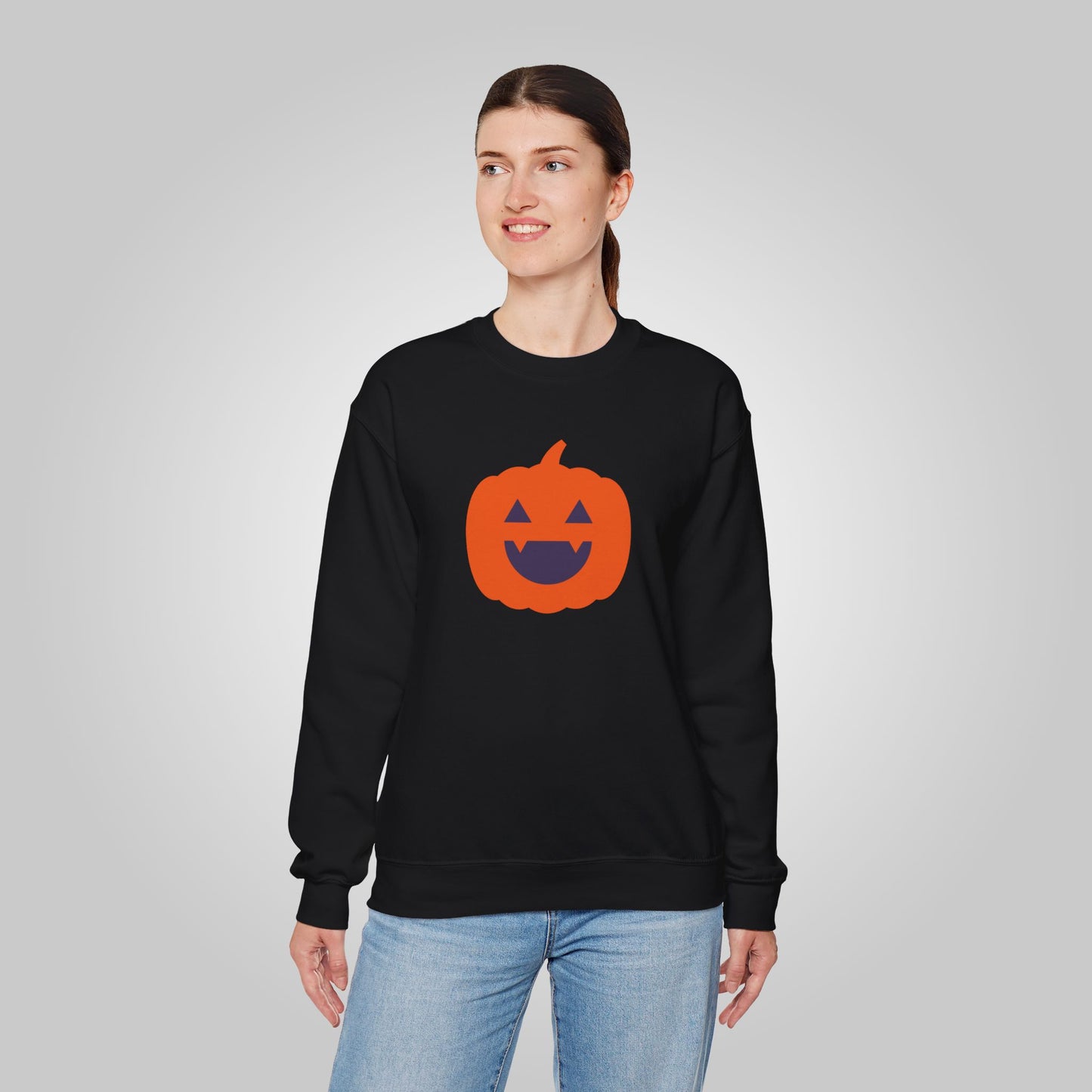 Halloween Pumpkin Head Unisex Heavy Blend™ Crewneck Sweatshirt, Harvest Jack Sweatshirt, Halloween Sweatshirt