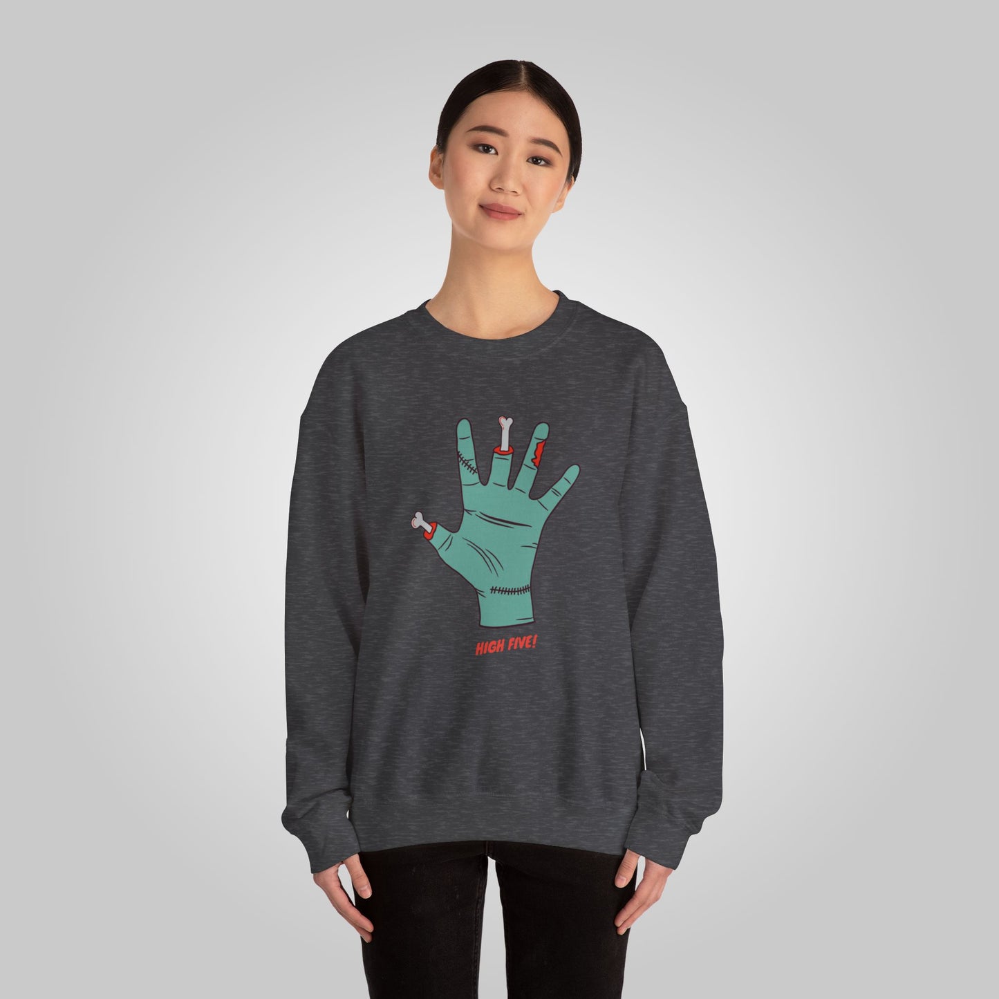 Halloween High Five Softstyle Fleece Crewneck Sweatshirt  -  Halloween Boo-Smack Sweatshirt