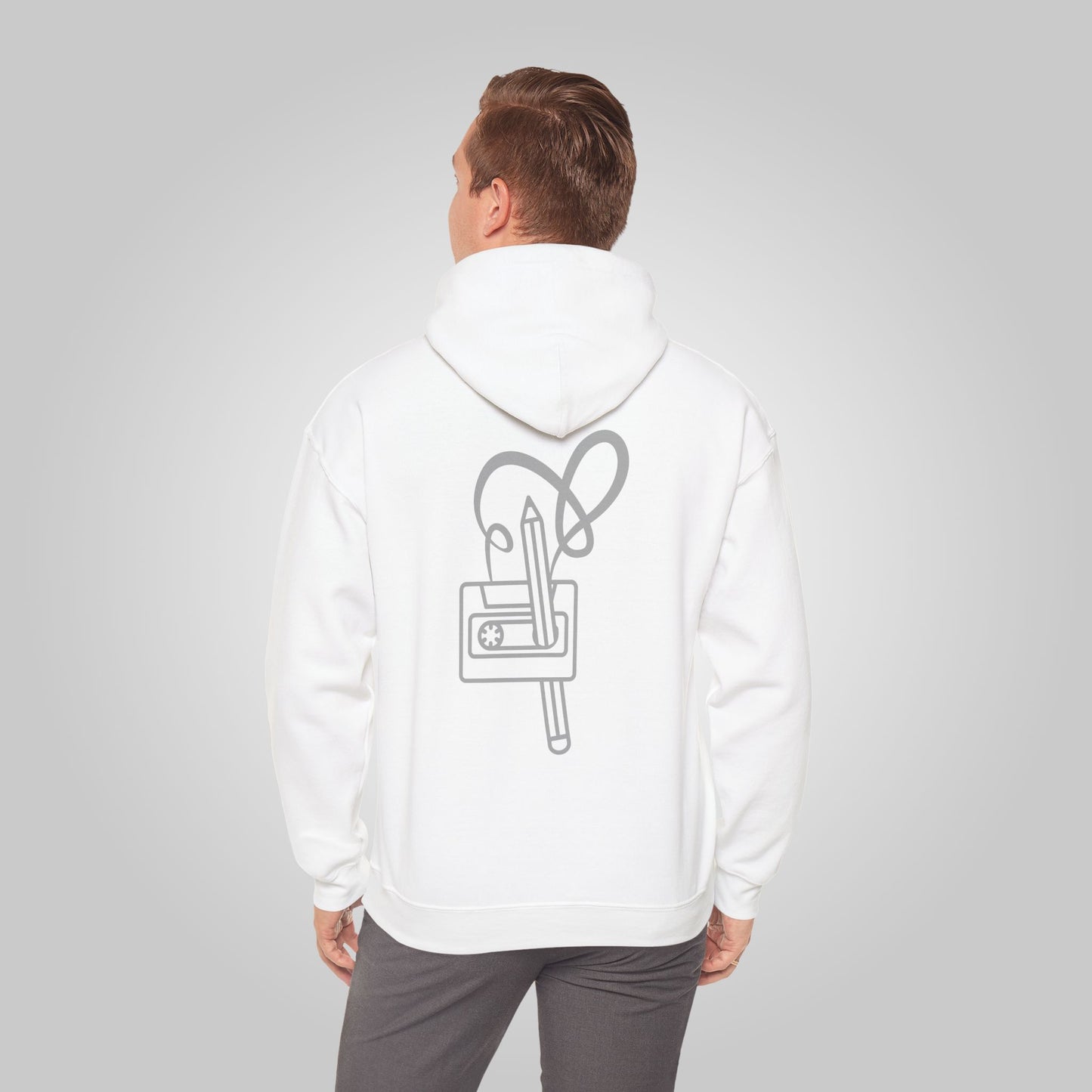 Pencil in Mixed Cassette Tape Unisex Heavy Blend™ Hooded Sweatshirt, Pencil in Mixed Cassette Retro Hoodie