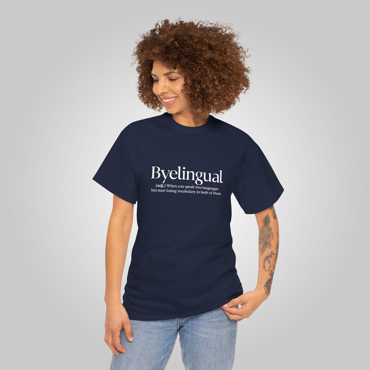 Byelingual Unisex Heavy Cotton Tee - Funny Words T-Shirt, Byelingual Tees