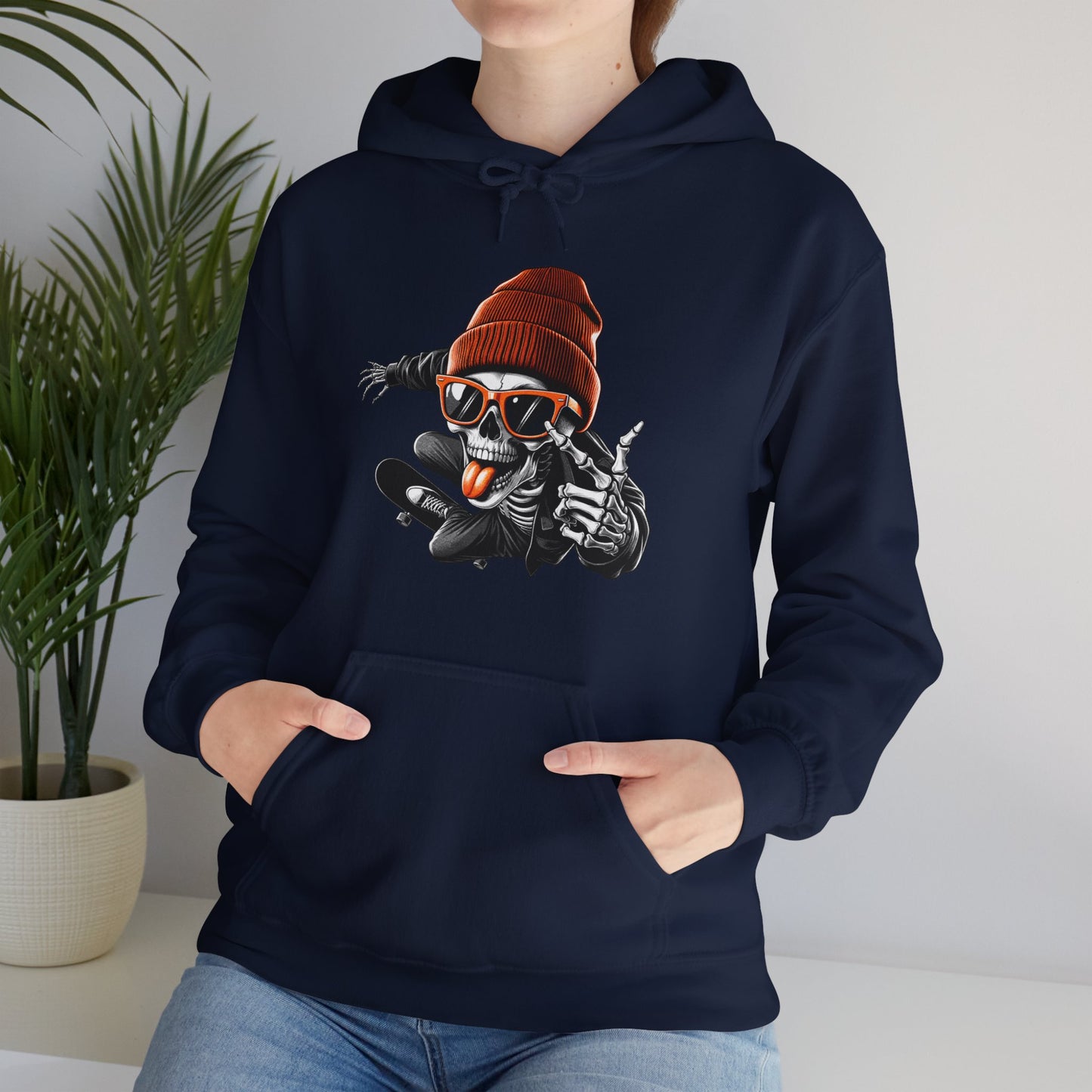 Halloween Skate Bone Unisex Heavy Blend™ Hooded Sweatshirt, Rollin’ into the Underworld Hoodie, Halloween Hoodie