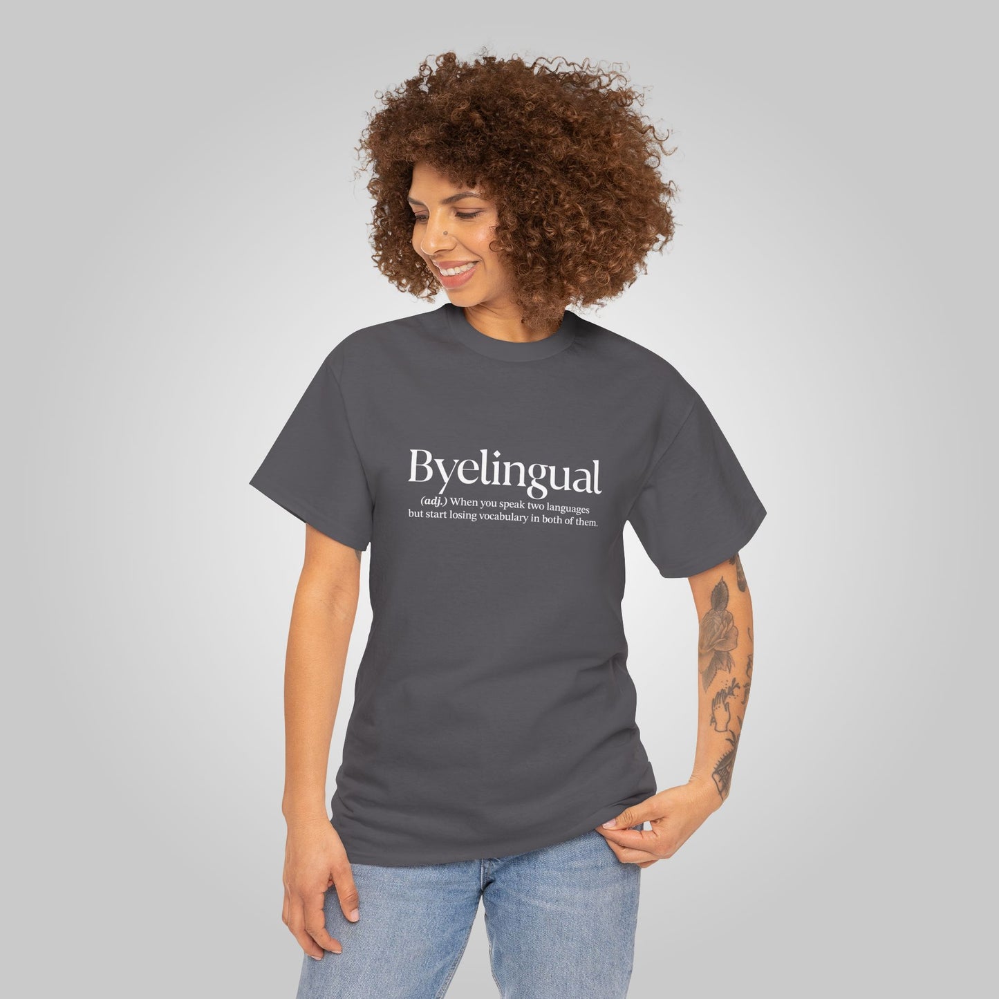 Byelingual Unisex Heavy Cotton Tee - Funny Words T-Shirt, Byelingual Tees