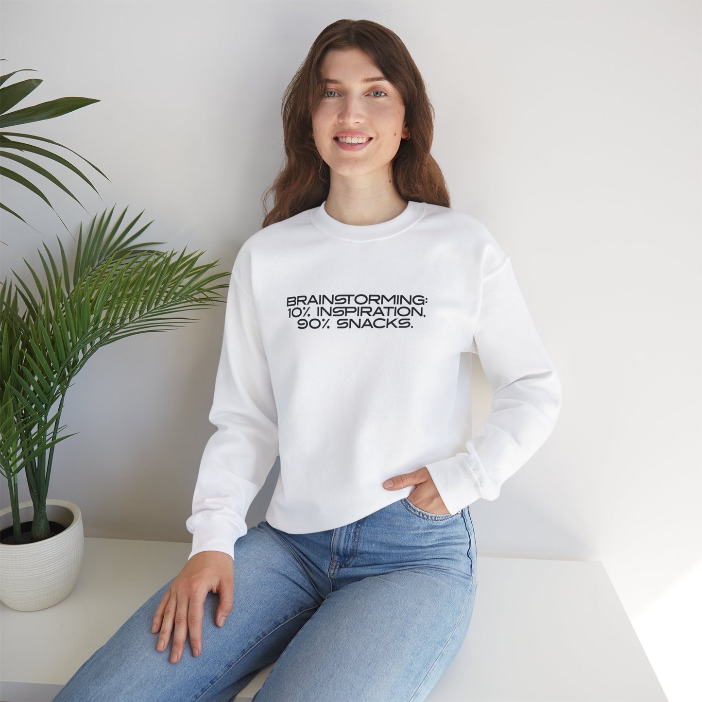 Brainstorming Unisex Heavy Blend™ Crewneck Sweatshirt - Inspiration Sweatshirt, Snacks Sweatshirt