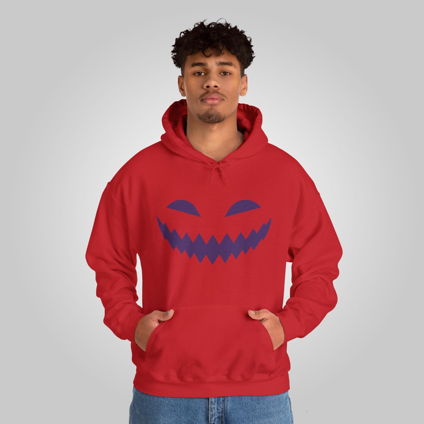 Halloween Pumpkin Smile Unisex Heavy Blend™ Hooded Sweatshirt, Gourd Glow Spooky Smile Hoodie, Halloween Hoodie