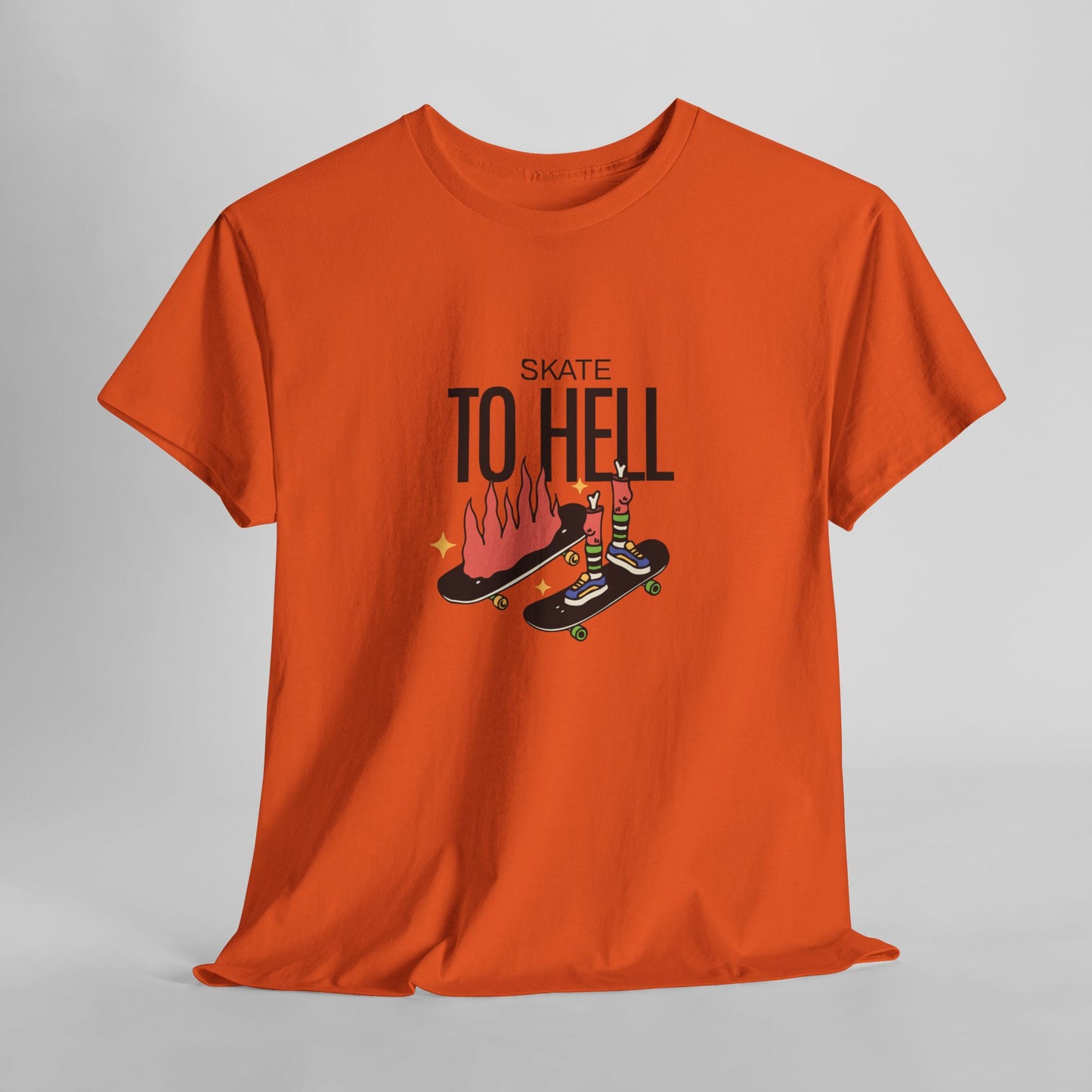 Halloween Skate to Hell Unisex Heavy Cotton Tee, Wicked Wheels T-Shirt, Halloween Tee