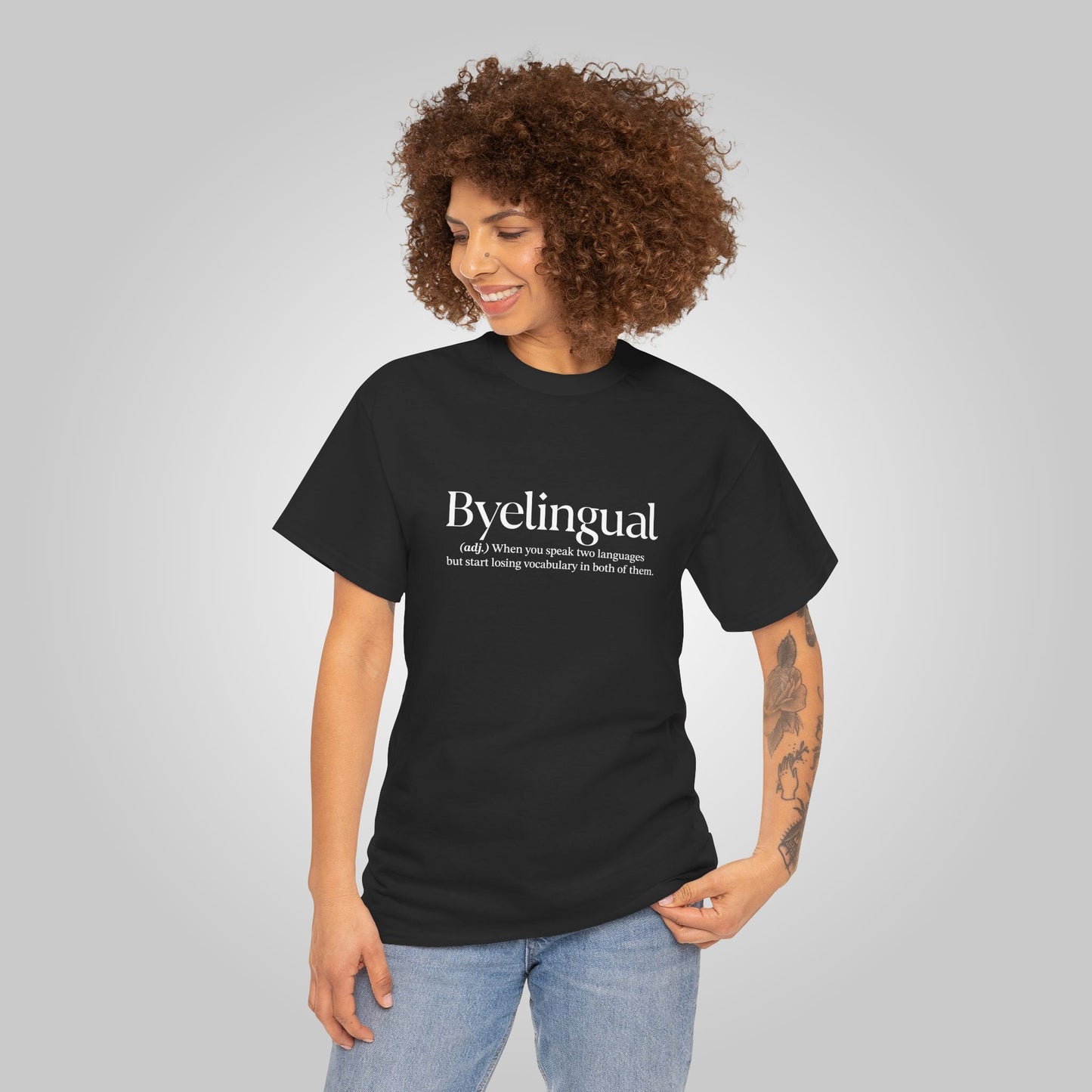 Byelingual Unisex Heavy Cotton Tee - Funny Words T-Shirt, Byelingual Tees