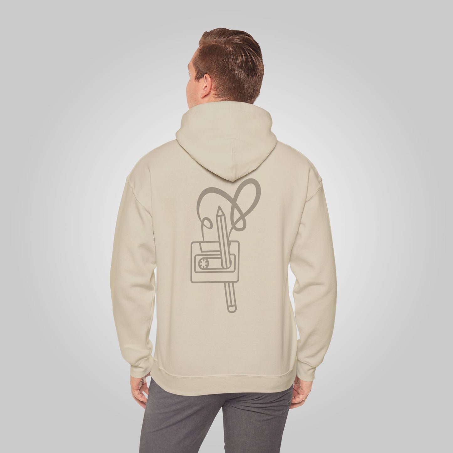 Pencil in Mixed Cassette Tape Unisex Heavy Blend™ Hooded Sweatshirt, Pencil in Mixed Cassette Retro Hoodie