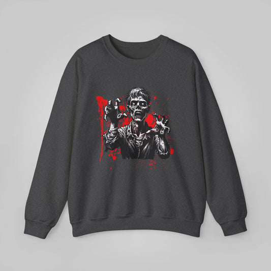 Halloween Zombie Attack Unisex Heavy Blend™ Crewneck Sweatshirt, Brain Muncher Brawl Sweatshirt, Halloween Sweatshirt