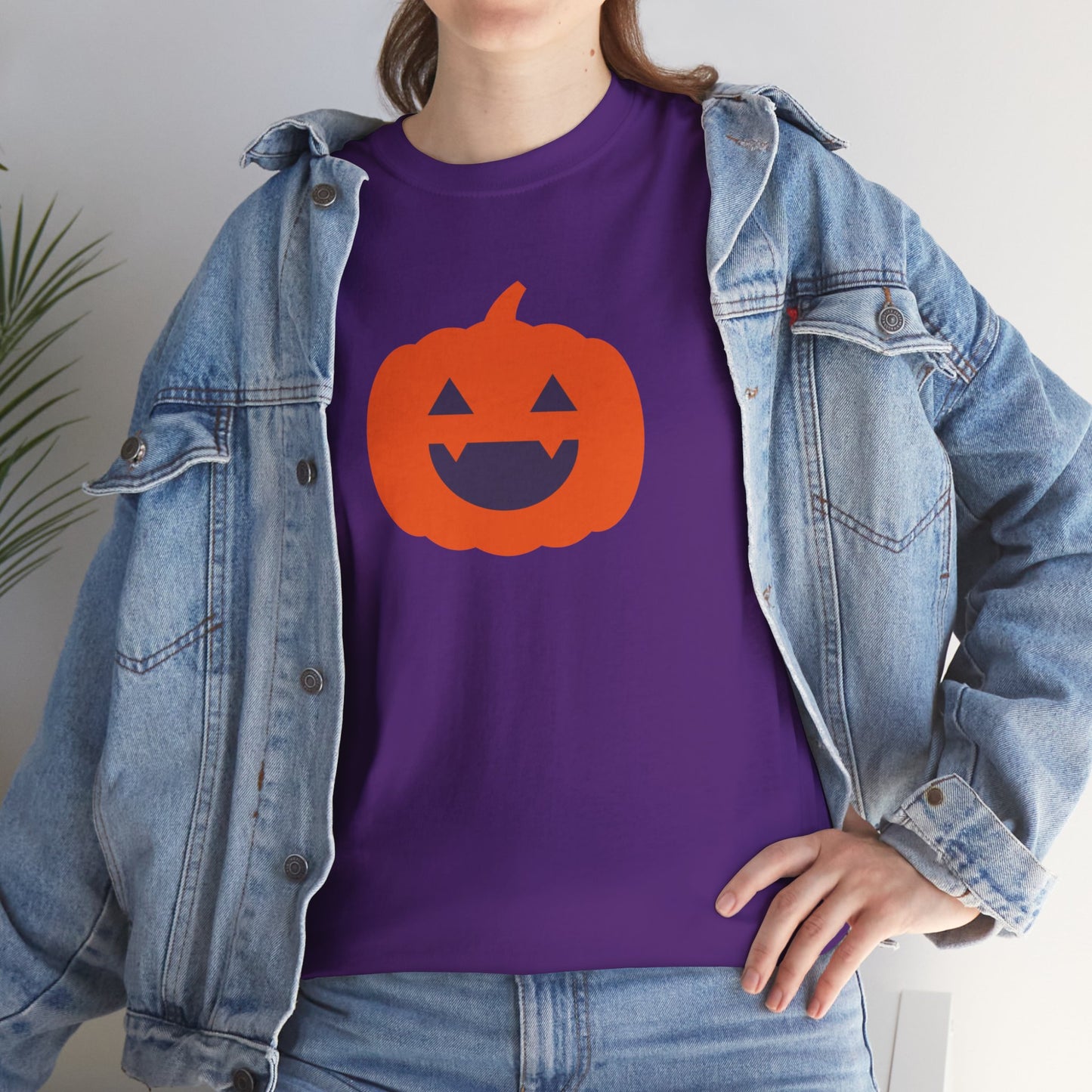 Halloween Pumpkin Head Unisex Heavy Cotton Tee, Harvest Jack T-Shirt, Halloween Tee