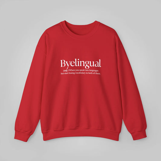 Byelingual Unisex Heavy Blend™ Crewneck Sweatshirt - Funny Words Sweatshirt, Byelingual Sweatshirt