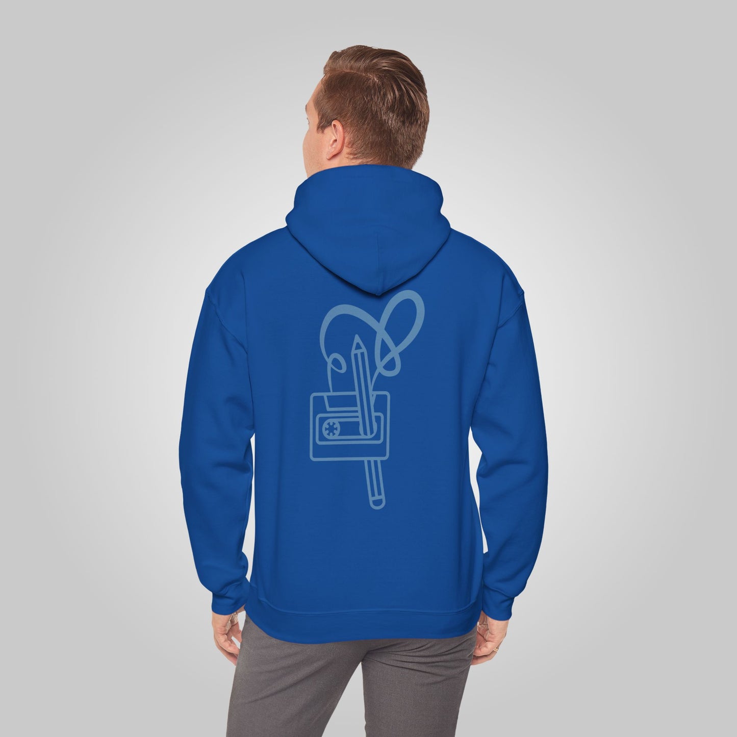 Pencil in Mixed Cassette Tape Unisex Heavy Blend™ Hooded Sweatshirt, Pencil in Mixed Cassette Retro Hoodie