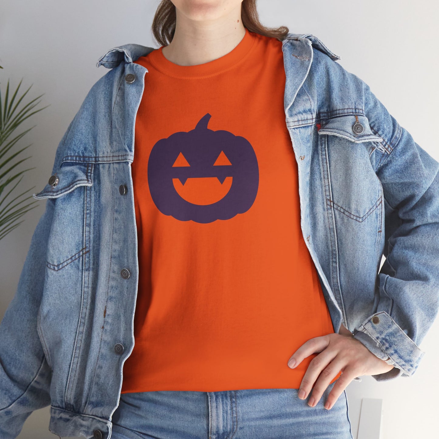 Halloween Pumpkin Head Unisex Heavy Cotton Tee, Harvest Jack T-Shirt, Halloween Tee