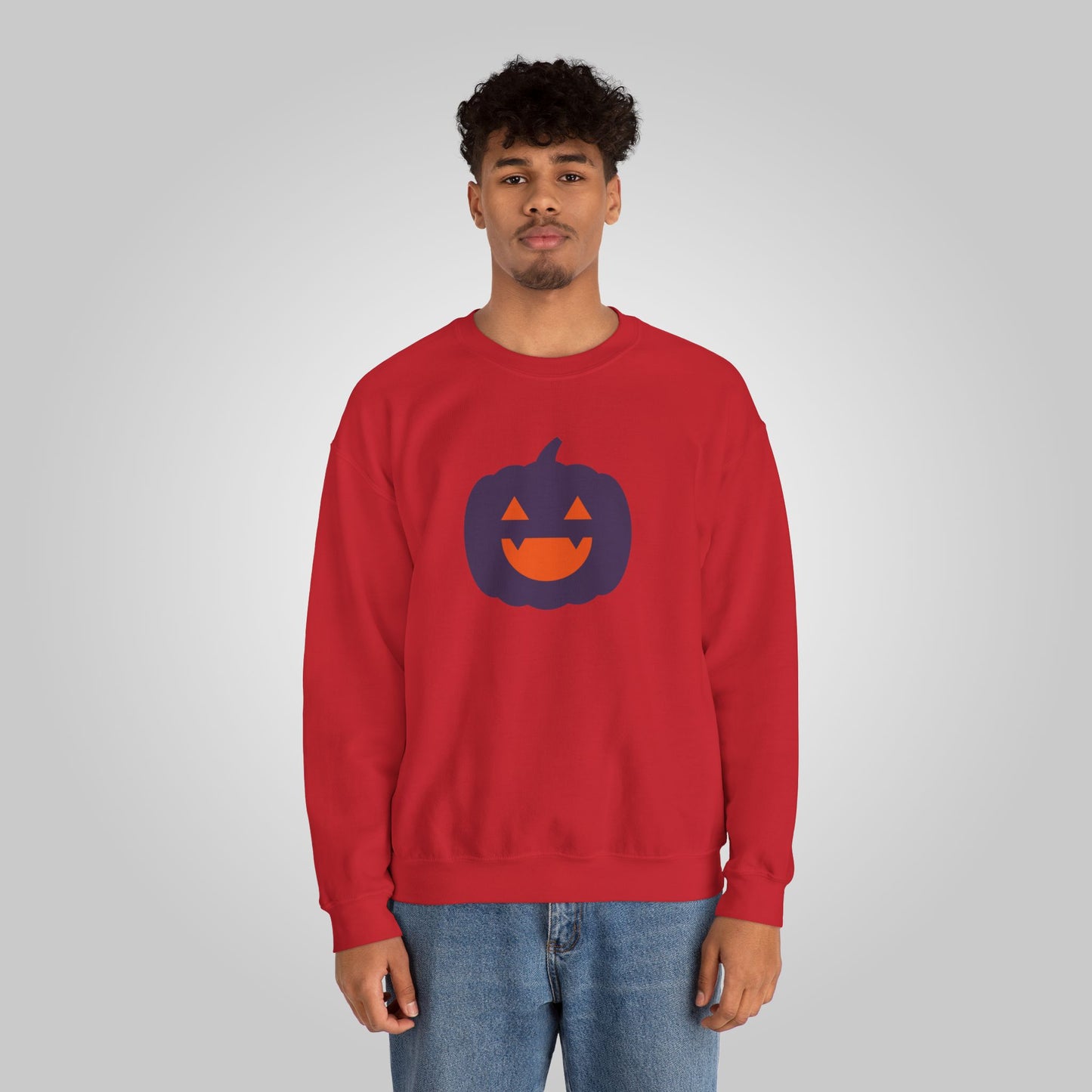 Halloween Pumpkin Head Unisex Heavy Blend™ Crewneck Sweatshirt, Harvest Jack Sweatshirt, Halloween Sweatshirt