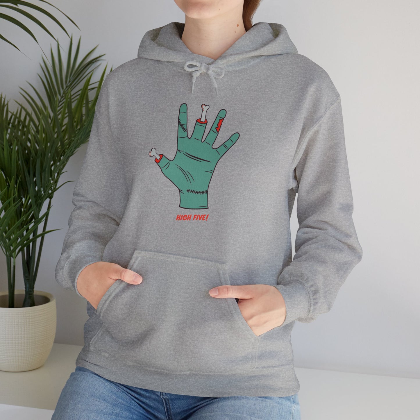 Halloween High Five Unisex Heavy Blend™ Hooded Sweatshirt, Fright-Five Hoodie, Halloween Hoodie