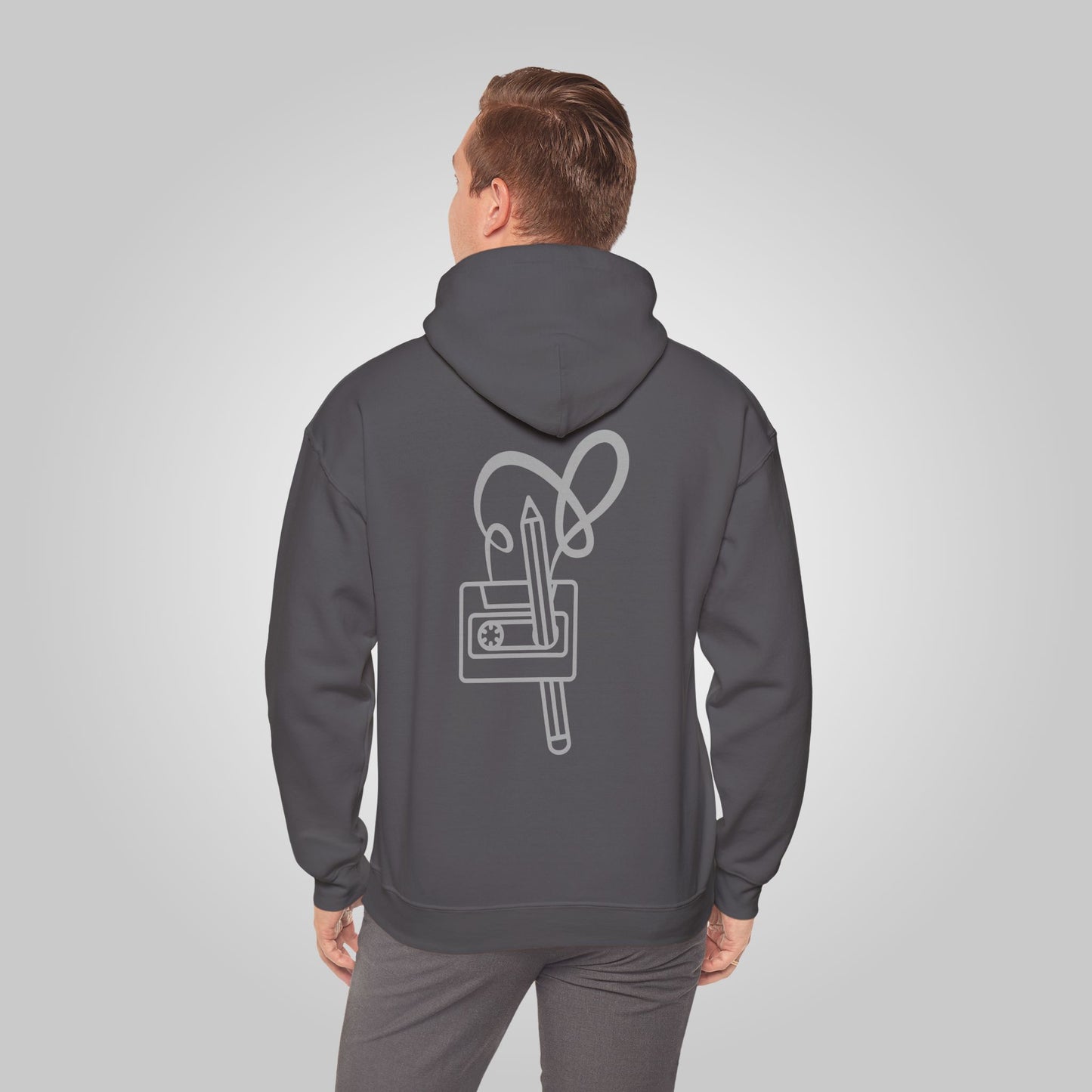 Pencil in Mixed Cassette Tape Unisex Heavy Blend™ Hooded Sweatshirt, Pencil in Mixed Cassette Retro Hoodie