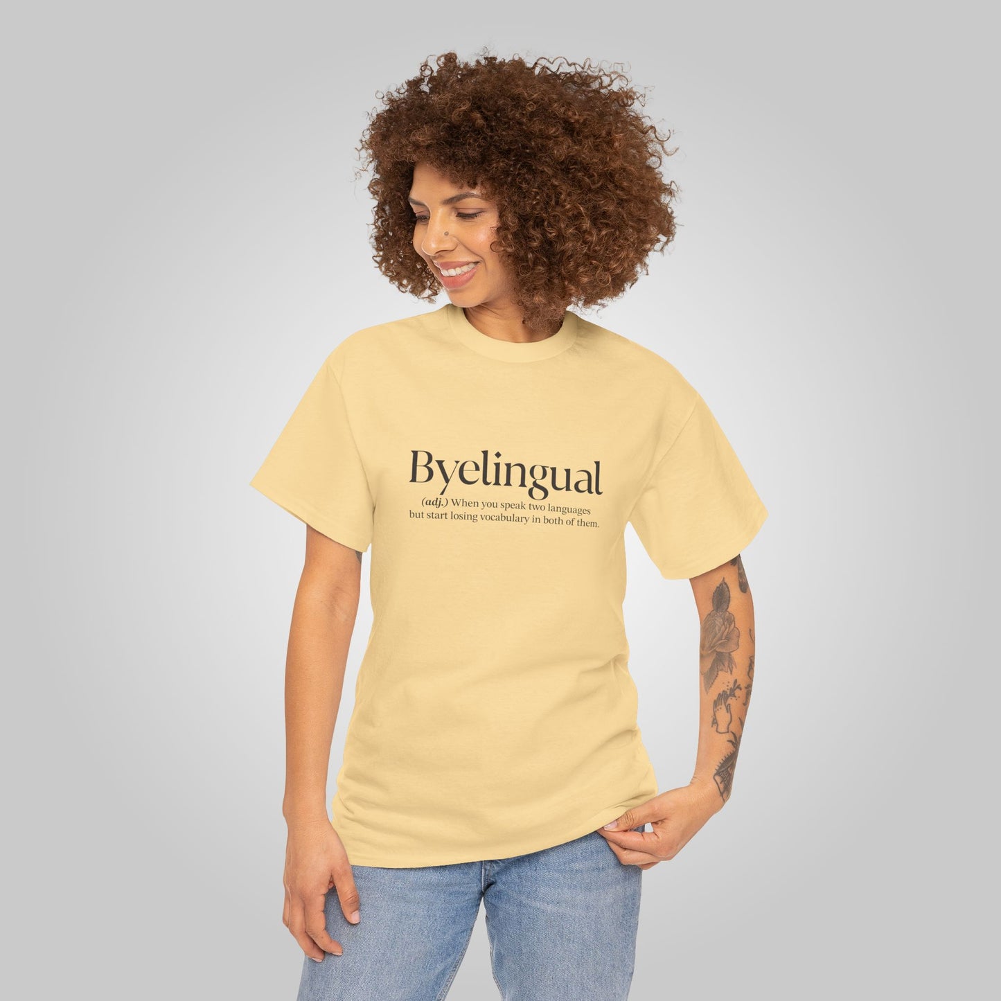 Byelingual Unisex Heavy Cotton Tee - Funny Words T-Shirt, Byelingual Tees