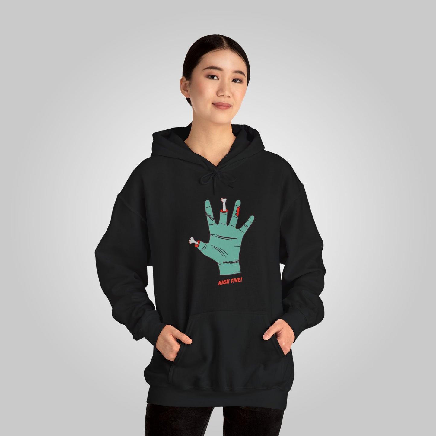 Halloween High Five Unisex Heavy Blend™ Hooded Sweatshirt, Fright-Five Hoodie, Halloween Hoodie