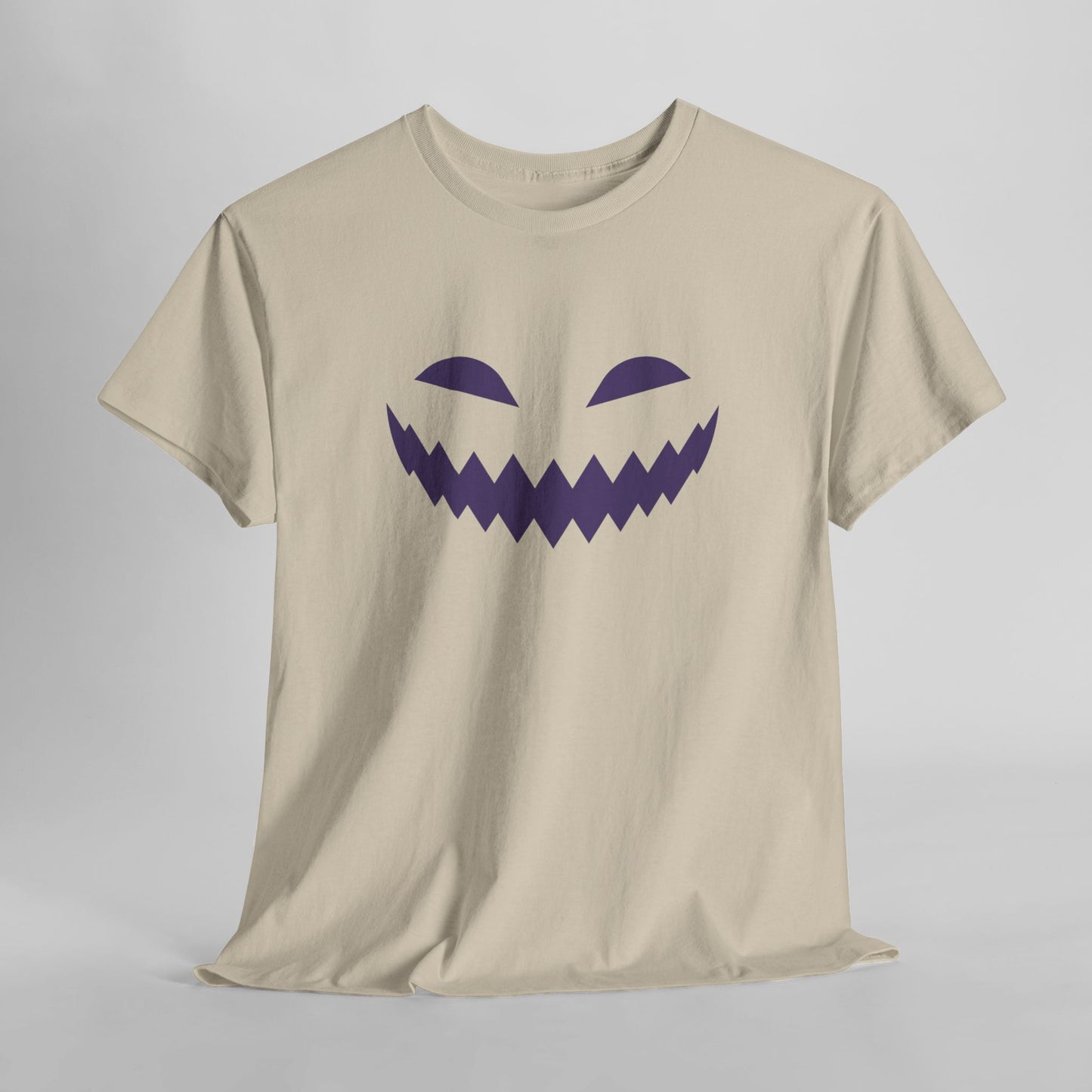 Halloween Pumpkin Smile Unisex Heavy Cotton Tee, Gourd Glow Spooky Smile T-Shirt, Halloween Tee