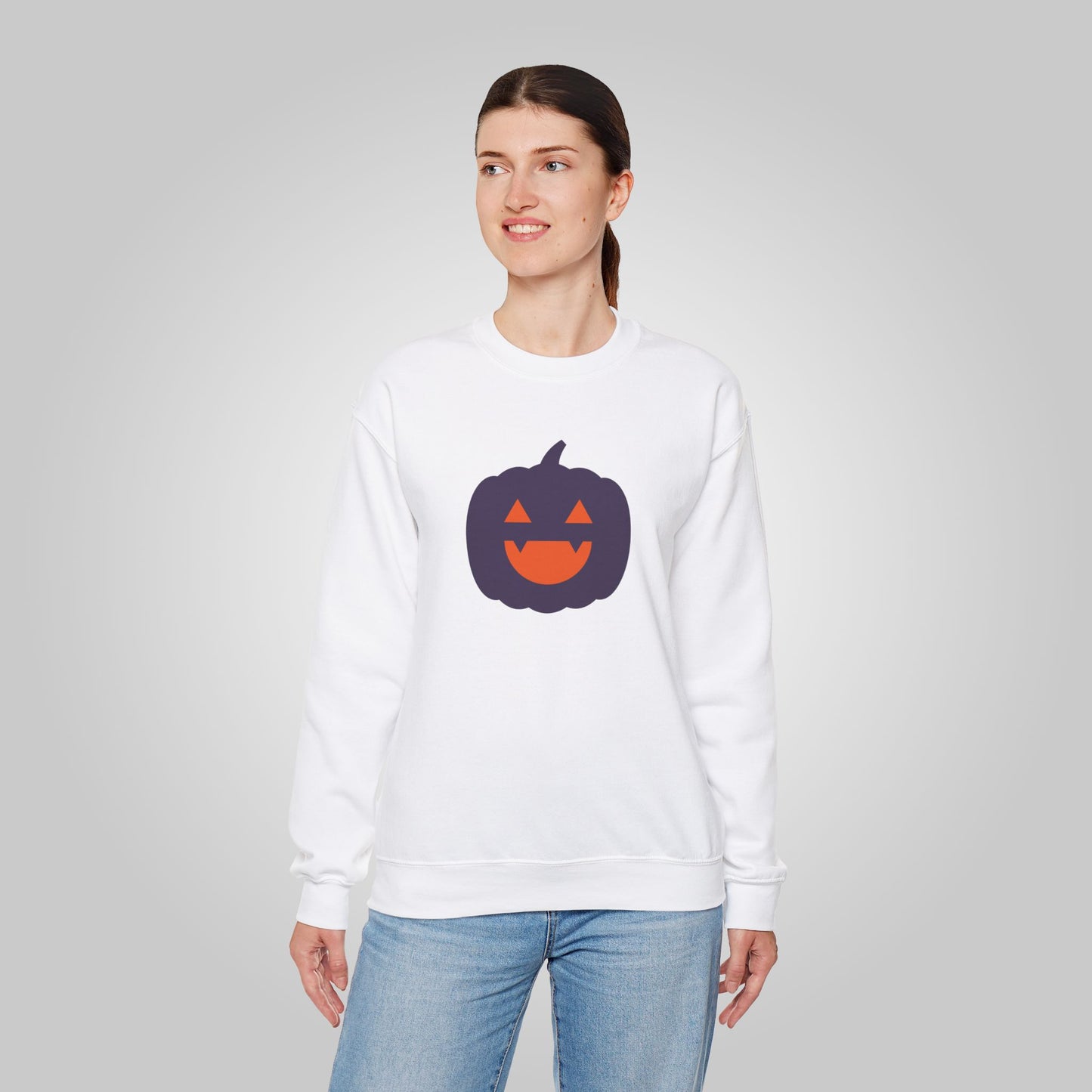 Halloween Pumpkin Head Unisex Heavy Blend™ Crewneck Sweatshirt, Harvest Jack Sweatshirt, Halloween Sweatshirt