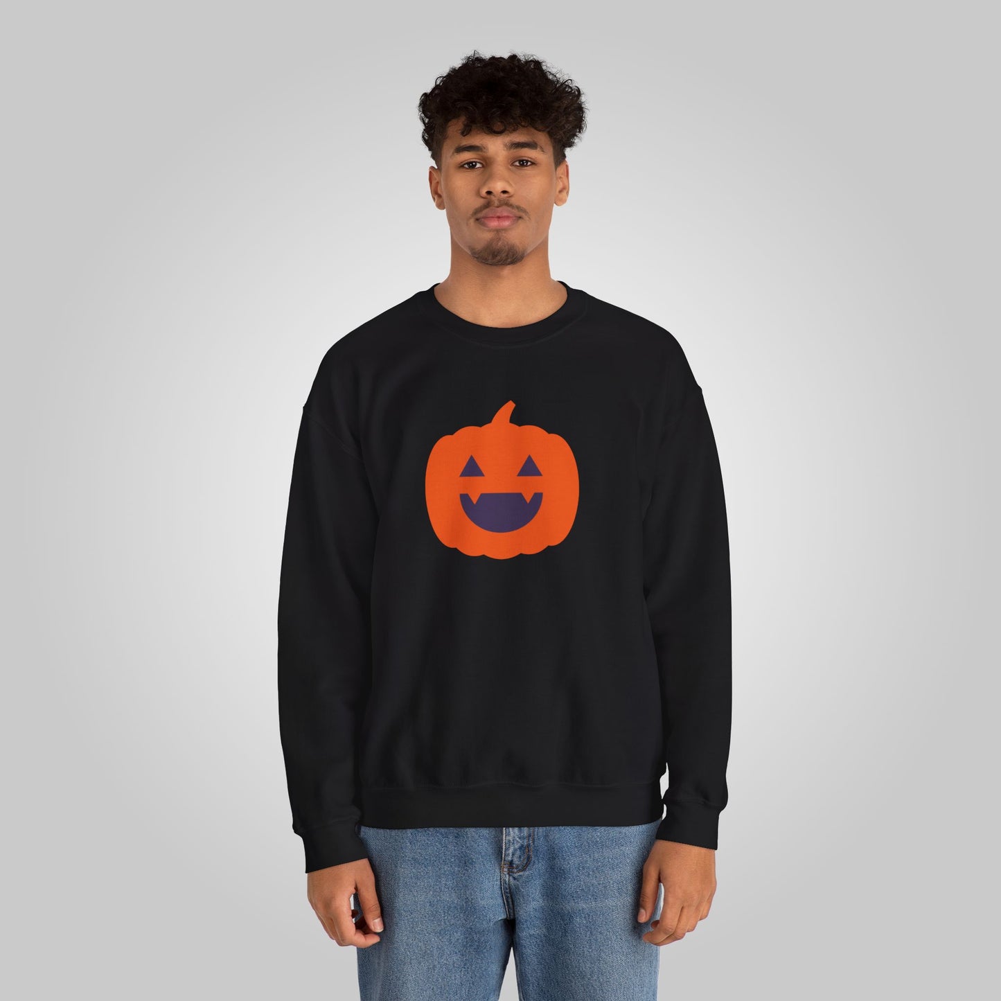 Halloween Pumpkin Head Unisex Heavy Blend™ Crewneck Sweatshirt, Harvest Jack Sweatshirt, Halloween Sweatshirt