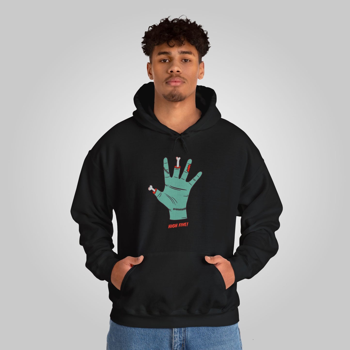 Halloween High Five Unisex Heavy Blend™ Hooded Sweatshirt, Fright-Five Hoodie, Halloween Hoodie