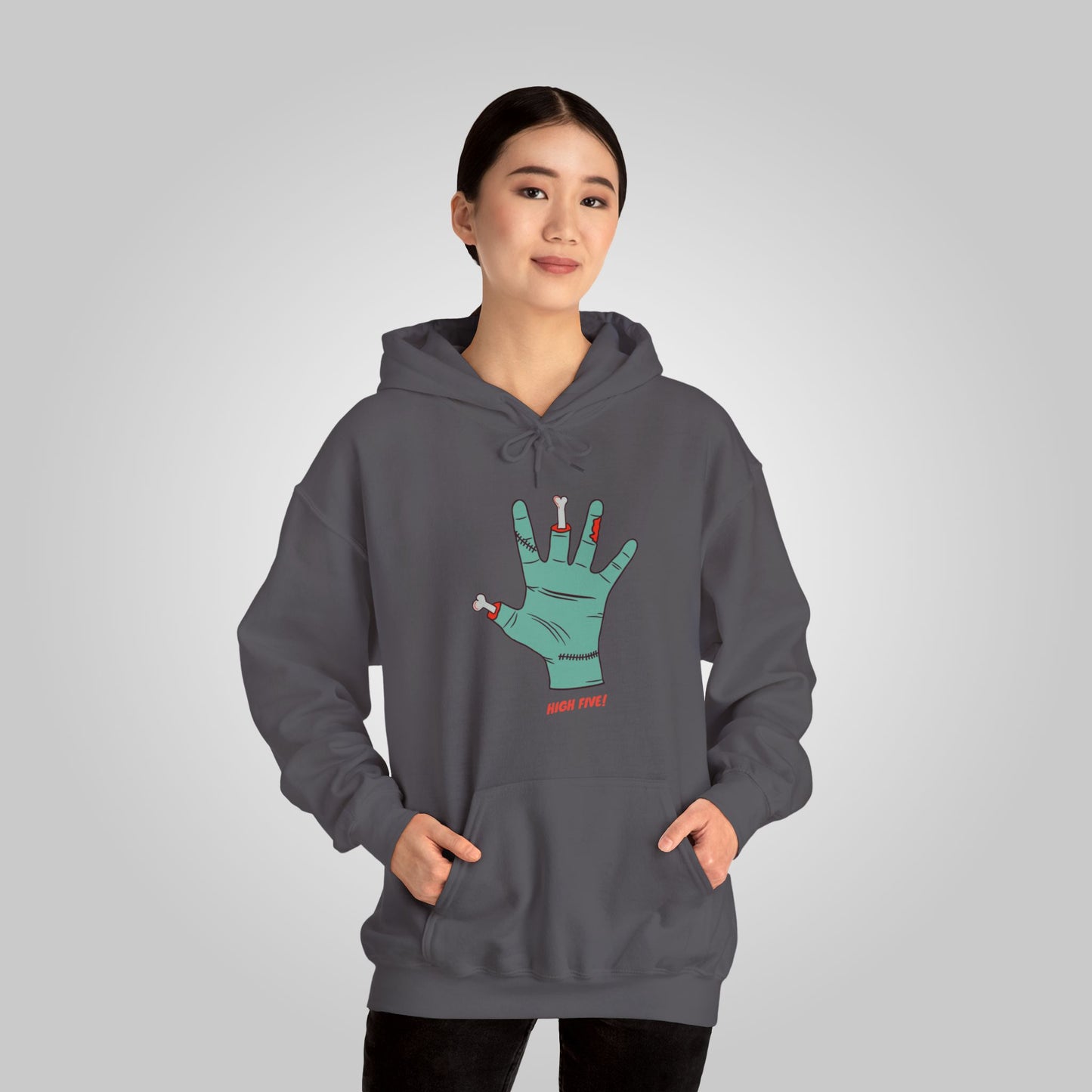 Halloween High Five Unisex Heavy Blend™ Hooded Sweatshirt, Fright-Five Hoodie, Halloween Hoodie