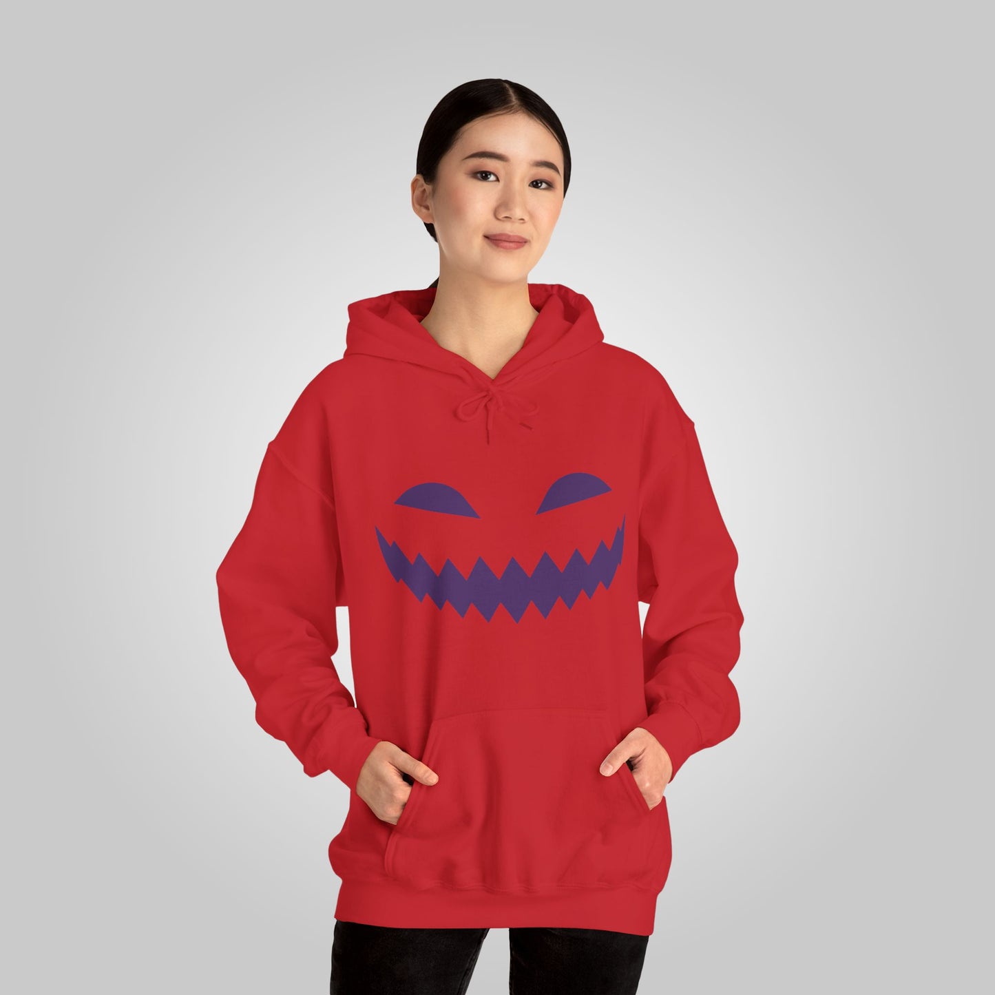 Halloween Pumpkin Smile Unisex Heavy Blend™ Hooded Sweatshirt, Gourd Glow Spooky Smile Hoodie, Halloween Hoodie