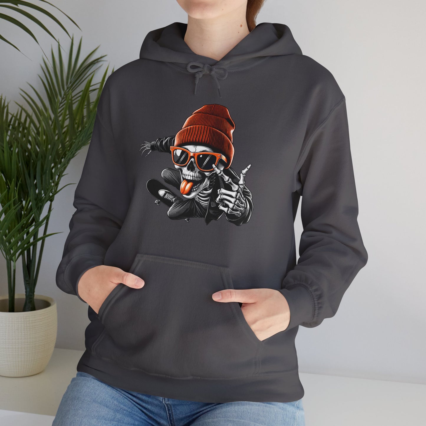 Halloween Skate Bone Unisex Heavy Blend™ Hooded Sweatshirt, Rollin’ into the Underworld Hoodie, Halloween Hoodie