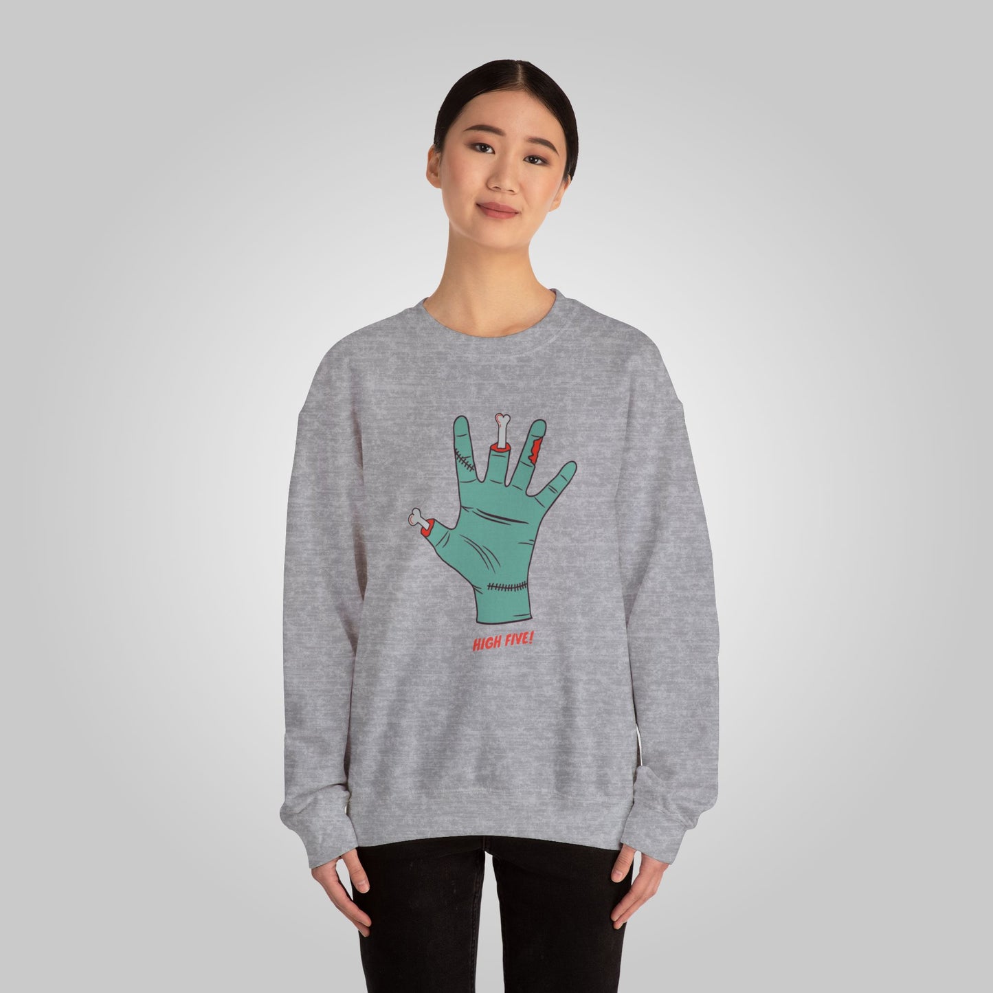 Halloween High Five Softstyle Fleece Crewneck Sweatshirt  -  Halloween Boo-Smack Sweatshirt