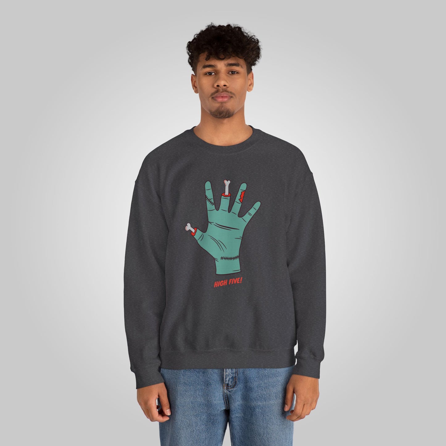 Halloween High Five Softstyle Fleece Crewneck Sweatshirt  -  Halloween Boo-Smack Sweatshirt