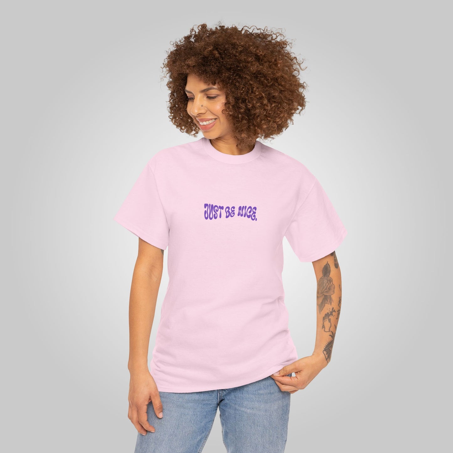 Just Be Nice Unisex Heavy Cotton Tee - Motivational T-Shirt, Just Be Nice Tees