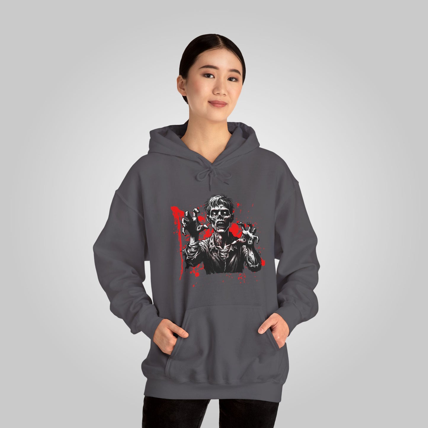 Halloween Zombie Attack Unisex Heavy Blend™ Hooded Sweatshirt, Brain Muncher Brawl Hoodie, Halloween Hoodie