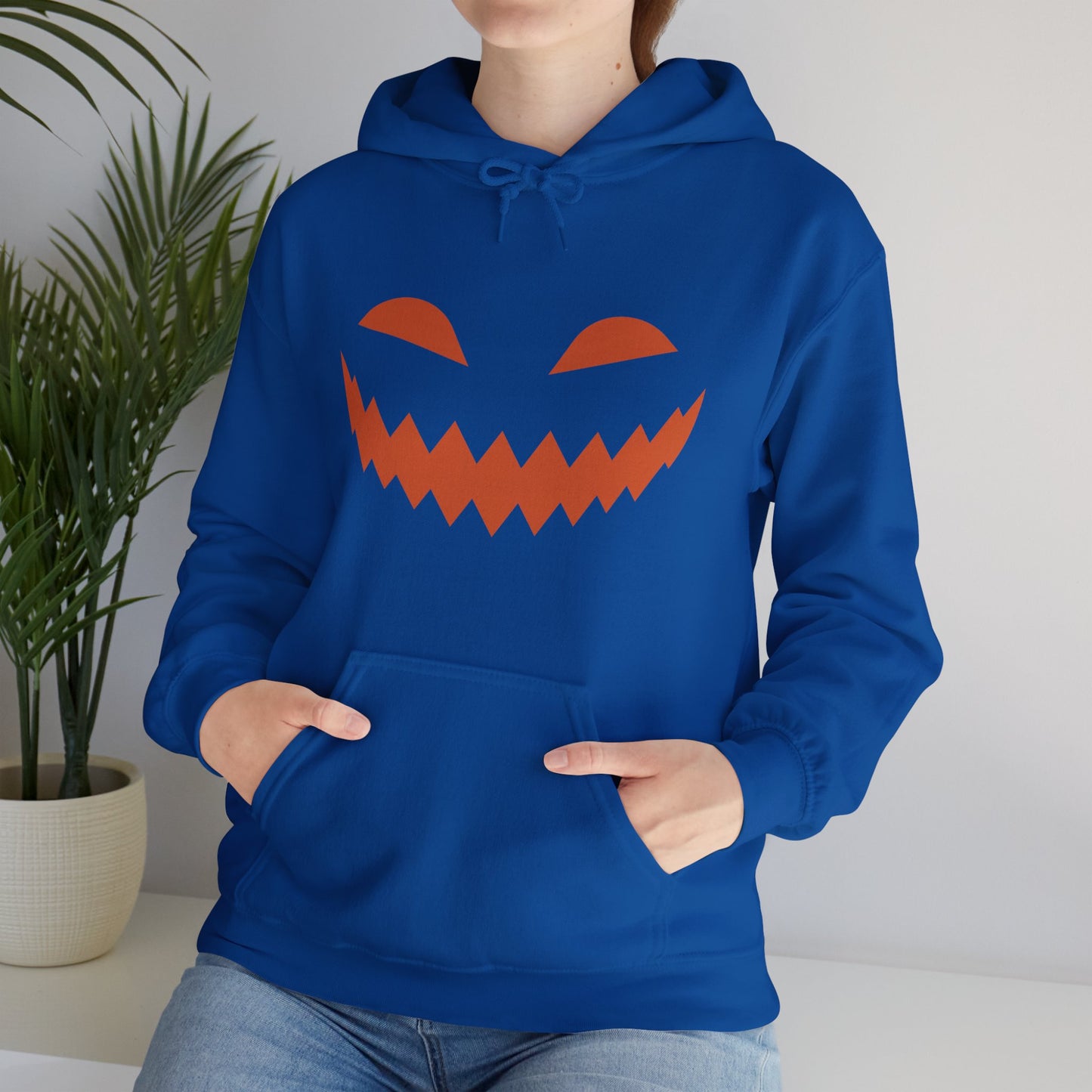 Halloween Pumpkin Smile Unisex Heavy Blend™ Hooded Sweatshirt, Gourd Glow Spooky Smile Hoodie, Halloween Hoodie