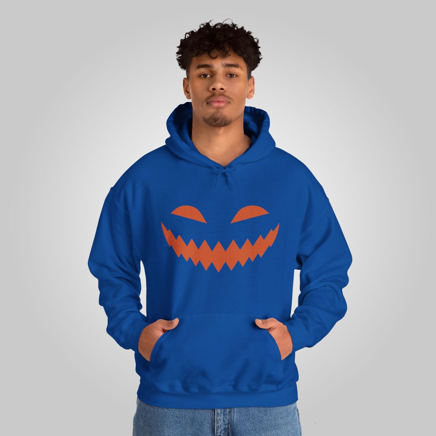 Halloween Pumpkin Smile Unisex Heavy Blend™ Hooded Sweatshirt, Gourd Glow Spooky Smile Hoodie, Halloween Hoodie