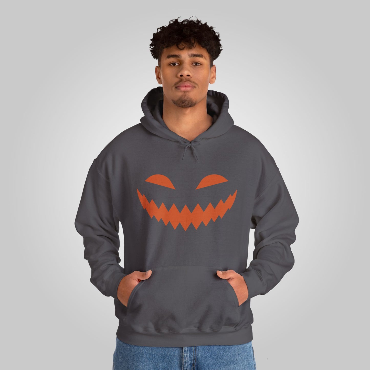 Halloween Pumpkin Smile Unisex Heavy Blend™ Hooded Sweatshirt, Gourd Glow Spooky Smile Hoodie, Halloween Hoodie