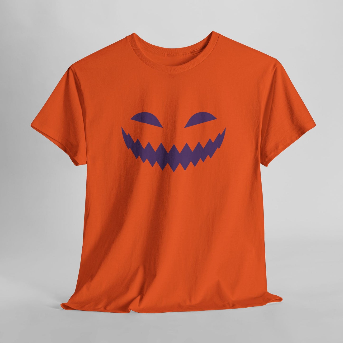 Halloween Pumpkin Smile Unisex Heavy Cotton Tee, Gourd Glow Spooky Smile T-Shirt, Halloween Tee